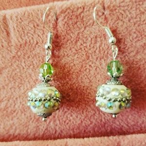 9.25 Peridot Green Crystal Drop Dangle Earrings